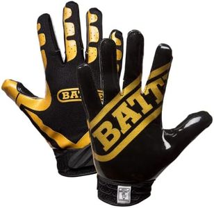 Battle Sports Ultra-Stick Wide Receiver Football Gloves - Adult & Youth Football Gloves - Adult Large, Vegas Gold/Black