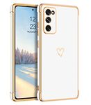 BENTOBEN Case for Samsung S20 FE, for Galaxy S20 FE Case Cute Heart Pattern Plating Soft Silicone TPU Bumper Shockproof Protective Women Anti Slip Case for Samsung Galaxy S20 FE 4G/5G, White