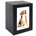 BRKURLEG Wood Pet Cremation Urn, Pet Urns for Dogs Cats Small Animals Ashes, Funeral Burial Urns with Photo Frame, Dog Keepsake Memorials & Funerary Caskets, Dog Memorial Urn Box