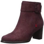 MARC JOSEPH NEW YORK Women's Leather Luxury Ankle Boot with Elastic Detail, Wine Nubuck, 6.5