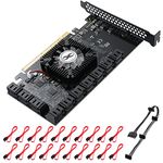 MZHOU 20 Ports 16X PCIE SATA Card - 6Gbps PCI Express SATA 3.0 Gen III Expansion Card - Non-Raid SATA Controller Expansion Card for for Windows XP/Vista/7/8/10/Linux 2.6.x (Chip 5*ASM1064+1*ASM1812)