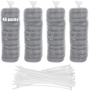 48 PCS Lint Traps Washing Machine Lint Trap Stainless Steel lint Snare Traps Laundry Mesh Washer Hose Filter Washing Machine Lint Snare, Lint Traps Hose Screen Filter Catcher with 48 Nylon Cable Ties