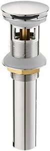 BWE Chrome Pop Up Sink Drain with Overflow Fits Bathroom Standard Sink Hole 1-1/2" to 1-3/4" Bathroom Faucet Vessel Vanity Sink Drain Stopper