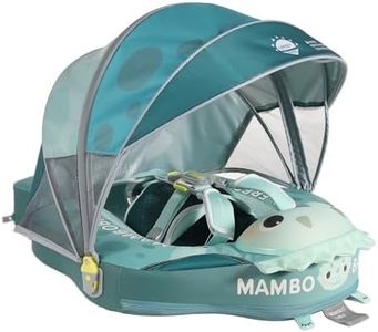 Mambobaby Float Non-Inflatable Baby Float with Canopy, Five-Point Safety System, 3D Canopy(Detachable) UPF 50+, Baby Pool Floats for 3-24 Months, Dual-Mode Toddler Swim Floaties