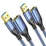 XGMATT USB 3.0 Extension Cable 0.5M-2pack,5Gbps Data Sync USB Extender Cord USB Type A Male to Female Compatible with Printer, Scanner, Keyboard, Oculus Rift,PS VR,HTC Vive,Card Reader,Camera,Blue