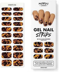 MOYOU LONDON Tiras de uñas de gel semicuradas, 20 unidades de envolturas de gel para uñas, obtén 1 lámpara UV gratis cuando recibas 2 o más, fácil de aplicar y quitar para manicura de calidad de