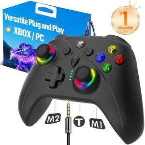 UGAME Wired X Box Controller for XBox One Series S X PC PS4 Switch, Control with 1000Hz Polling Rate No Drift Stick, Custom Paddles Turbo Remote, RGB Light Gamepad Black