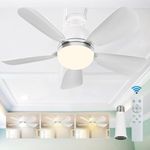 Socket Fans Light with Remote, E26 Screw in Ceiling Fans with Dimmable Lights, Adjustable Powerful Airflow Quiet Ceiling Fan Light Kit Bulb for Bedroom Living Room Kitchen Garage (White 1Pack)