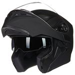 ILM Motorcycle Dual Visor Flip up Modular Full Face Helmet DOT with 7 Colors (M, MATTE BLACK)