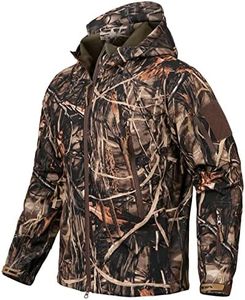 ReFire Gear Men's Soft Shell Military Tactical Jacket Outdoor Camouflage Hunting Fleece Hooded Coat, Reeds Camo, Large