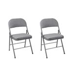 ARIANA HOMEWARE Folding Chairs Padded Fabric Seat - Heavy Duty Metal Frame - Multi-Purpose Foldable Backrest Chair - Easy Fold & Store Cushioned Seats (Grey, 2 x Chair)