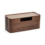 CJshop Cable Management Box Wooden Cable Management Boxes Organizer Large Capacity Walnut Cable Organizer with Strong Magnetic Cover Home Office Cable Organizer Box Hiding Box Cable Tidy Box