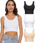 SIMIYA 3 Pack Sports Bras for Women Wireless Compression Bra Seamless Super Comfort Crop Tank Tops Fitness Workout Yoga Bra