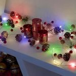 GloBrite 2M Christmas Garland with 20 LED Lights – Pre-Lit Decoration for Fireplace, Stairs, and Indoor Home Décor – Xmas Garland for Christmas Decorations (Multi-Coloured)