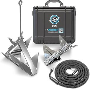 WAVESRX 12lb TriAnchor - Stainless Steel Folding Anchor with 14ft AnchorMate Bungee Line (14'-50') | Effortless Anchoring for Jet Skis, Dinghies & Skiff Boats | Unique Folding Design with Storage Case