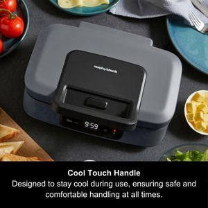 Morphy Richards GRILLX Sandwich Maker – Non-Stick, Timer, 800W, Black