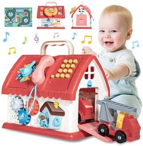 Toddler House Toy for 1 2 3 Years, Multifunctional Montessori Toy for Boys, Birthday Gifts, Active Toy with Phone, Cars for Building, Carpet with Card, Music/Sounds