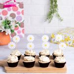 The Banner Company Daisy Cupcake Toppers Set of 8 – Charming Floral Party Decorations, Birthday Cake Decor, Kids' Garden Theme Supplies