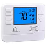 Suuwer Non-Programmable Heat Pump Thermostat for Home up to 2 Heat and 1 Cool