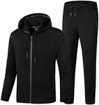 PRIJOUHE Men's Tracksuit Hooded Fitness Sport Suits Gym Hoodie 2 Piece Hoodies Joggers Sweatpants Sets Gym Jogging Tracksuits, 08-black, 5X-Large