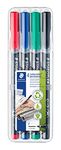 STAEDTLER 318 WP4 Lumocolor Permanent Pen, Fine Line Width, 0.6mm - Assorted Colours (Pack of 4)