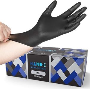 Hand-E Touch Black Nitrile Medical Gloves Disposable [Extra Thick 5 Mil] Small - 200 Count - Surgical Gloves Latex Free, Powder Free Medical Exam Gloves