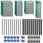 68 Pcs Double Sides PCB Board Prototype Kit, with 20 Pcs Universal Female/Male Printed Circuit Boards, 40 Pcs Pin Connectors, 12 x 2/3 Pin Screw Terminals for DIY Soldering Electronic Project