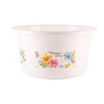 Kuber Industries Plastic Tub | Bath Tub of Bathing & Washing | Tub for Bathroom | Bathtub for Baby | Flower Print Water Tub | 25 LTR | White