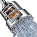 Filtered Shower Head, 3 Modes High Pressure Shower Head with 15 Stage Hard Water Shower Filter Cartridge for Remove Chlorine and Harmful Substances, Chrome