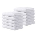 Yoofoss Luxury Bamboo Washcloths Towel Set 10 Pack Baby Wash Cloth for Bathroom-Hotel-Spa-Kitchen Multi-Purpose Fingertip Towels and Face Cloths 10'' x 10'' - White