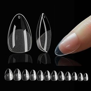 552 Pezzi Tip In Gel Trasparenti, Tip Unghie Ricostruzione Full Cover Unghie Finte Corte, Extension Unghie Finte Acrygel Nail Tips Mandorla Corta Acrilico Per Unghie Salon Di Manicure