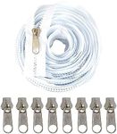 Zipper Set #10 with Long Sliders, Sewing Supplies (White, 10 Yards, 10 Pieces)