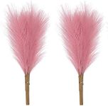 YXZZWL 12 PCS Faux Pampas Grass Decor Tall 18"/45CM Artificial Pompous Grass Small Fake Pompas Vase Filler for Home Boho Decor (Dark Pink)