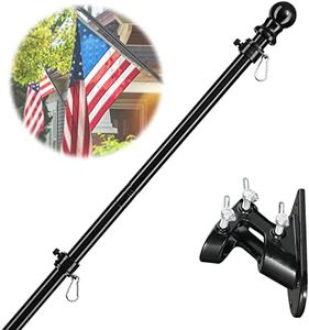 Outdoor Flag Pole for House,5ft Tangle Free American Flag Pole Kit,Stainless Steel Flag Poles for Outside House,Metal Flagpole Hardware with Holder Bracket,Flagpoles Residential for Porch,Car,Boat