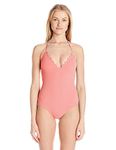 Jessica Simpson womensSSUC17885Under The Sea Scalloped Edge Halter One-Piece Swimsuit Sleeveless One-Piece Swimsuit - Pink - Large