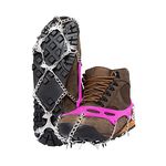 Yatta Life Heavy Duty Trail Snow Shoes Spikes Ice Shoes Grippers - Stainless Steel Cleat Footwear Crampons Traction Cleats for Ice Fishing, Walking, Climbing, or Hiking on Snow and Ice (Pink , S)