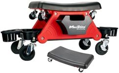 Maxshine Detailing Creeper Seat w/Cushion - 2-in-1 Mobile Rolling Creeper w/Detachable Seat, 2 Side Holders, and a Drawer - Car Cleaning, Buffering, Polishing, Ceramic Coating, & Waxing