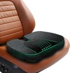 Trajectory Coccyx Seat Cushion with ADVANCEDX Memory Foam & GRIDMATRIX Fabric – Ultimate Tailbone Pain Relief and Sciatica Support for Car Seats. Perfect for Men and Women (Seat Cushion)
