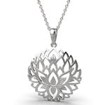 Lotus Flower Necklace 925 Sterling Silver - Large Open Birthday Flower Necklaces for Women 20" Chain - Boho Spiritual Yoga Jewelryl Gifts - Handmade