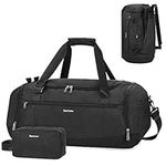 Gym Duffle Bag for Men Sports Travel Backpack with Shoe and Wet Compartments, Toiletry Bag Carry on Weekender Overnight Backpack Women, Black