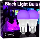 Onforu 2 Pack 7W A19 UV LED Black Lights Bulb with E26 Medium Base UVA Level 385-400nm for Blacklight Party Body Paint Fluorescent Poster Neon Glow Glow in The Dark