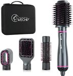 [4 in 1]WeChip Hair Dryer Brush, Hot Air Brush for drying, volumizing, straightening, curling[Ceramic Coating][Negative Ion] Hot Air Styling Brush reduce frizz anti-static,suitable for all hair types