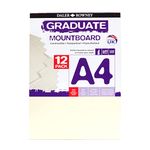 Daler-Rowney Graduate A4 Thick Cream Core Mountboard with Smooth Surface Pack, 12 Ivory Boards, Ideal for Presentations, Displays & Students, Ideal for Students