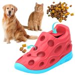 Dog and Cat Slow Feeder Interactive Puzzle Toy, Treat Dispenser,Durable Rubber Sneaker, Dog Chew Toy for Aggressive Chewers, Silent Ultrasound Squeaky Toy, Teeth Cleaner.