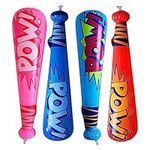 LLMSIX 4PCS Inflatable Baseball Bat, Large 16.5inch Baseball Bat Inflate Baseball Bat in Assorted Color Inflates Pow Baseball Party Favor for Beach Pool Baseball Sport Theme Party Supply