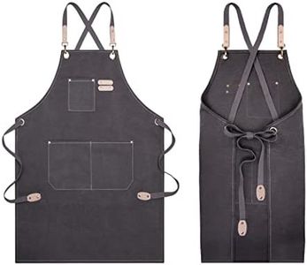 Excovip Chef Apron For Men&Women- Gray Work Shop Apron -Cooking Woodworking Welding Grilling Apron-Water drop Resistant Cotton Canvas Cross Back Adjustable Apron