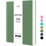 RETTACY Dotted Notebook A4, Bullet Dot Grid Journal, Wirebound Spiral Notebooks 300Pages /150 Sheets for Writing,100gsm, PVC Hardcover, for Women Men Work Office School, 21.5 x 27.9cm - Dark Green