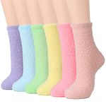 Zando Women's Cozy Fuzzy Socks Warm Slipper Socks Fuzzy Fluffy Socks Soft Sleep Socks Winter Socks Cute Kawaii Socks, Rainbow, One Size