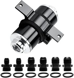 50mm Fuel Filter 100 Micron Inline Fuel Filter Mount with Aluminum Mounting Bracket & Fuel Filter Wrench & High Flow 6AN 8AN 10AN Adapter Universal Cleanable Black