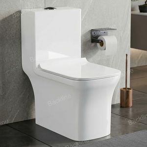 Backline P TRAP One Piece Ceramic Floor Mounted Western Toilet/Commode/European Commode/Water Closet With Seatcover 66 X 36 X 73 Cm (White) For Bathrooms (P Trap (Outlet Is From Wall))